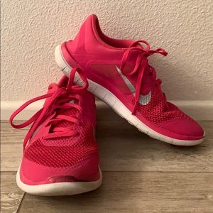 Pink Nike Free Running Shoes